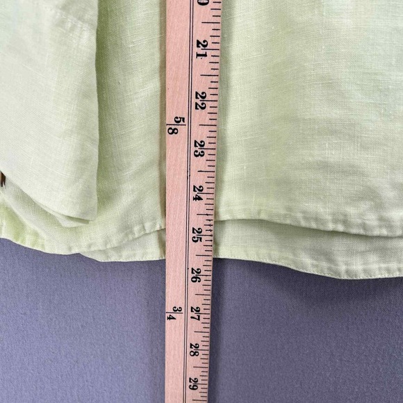 BRYN WALKER Linen Artist Shirt Womens Medium Light Lime Green Boat Neck Resort - Picture 13 of 15